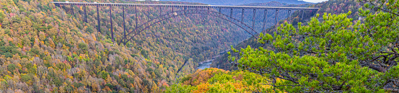 A view of the iconic New River Gorge Bridge.
