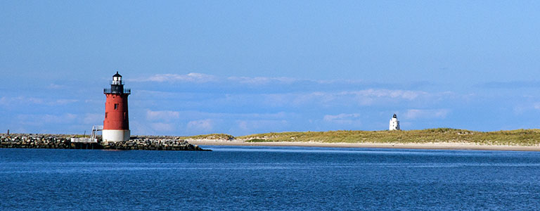 A lighthouse along the New England coast.