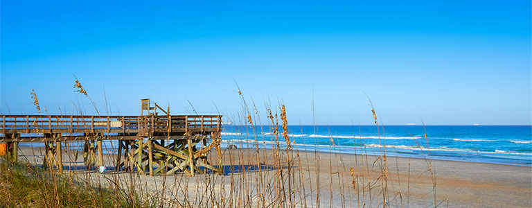 A boardwalk along the Florida coast.