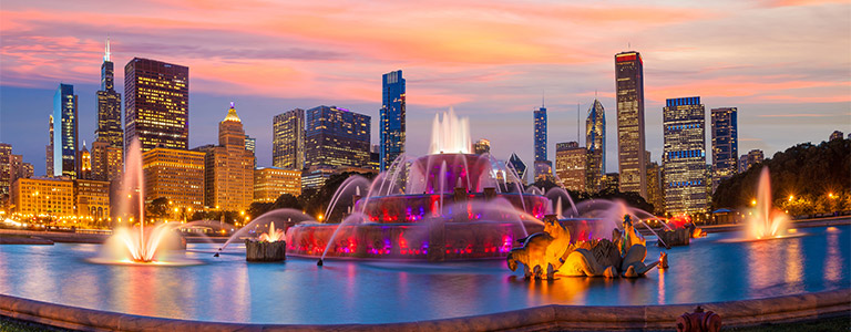 Clarence F. Buckingham Memorial Fountain in downtown Chicago.
