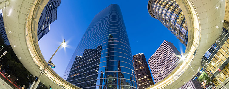 The downtown Houston skyline.