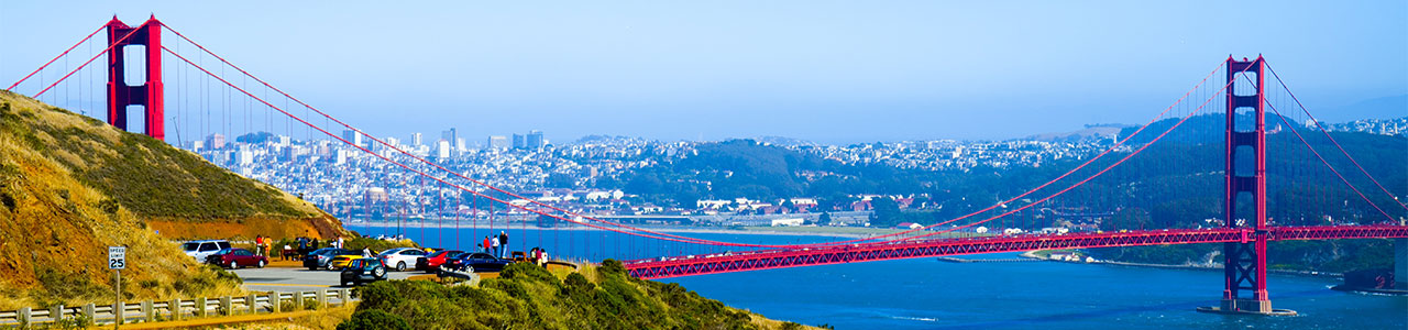 The Golden Gate stands in front of downtown San Francisco.
