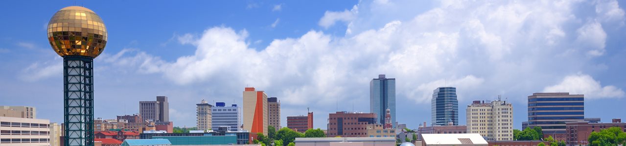 A daytime view of the Knoxville skyline.